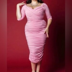 Laura Byrnes Monica Wiggle Gown Sparkly In Pink Lurex Size 2X